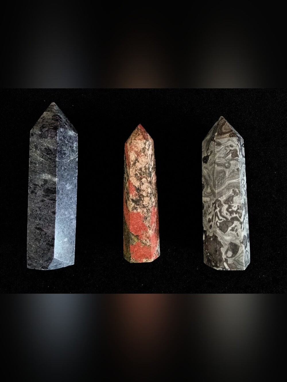Set of 3 Crystal Tower Obelisk Stone Healing Stone Boho Hippy Craft Decor 236.3g